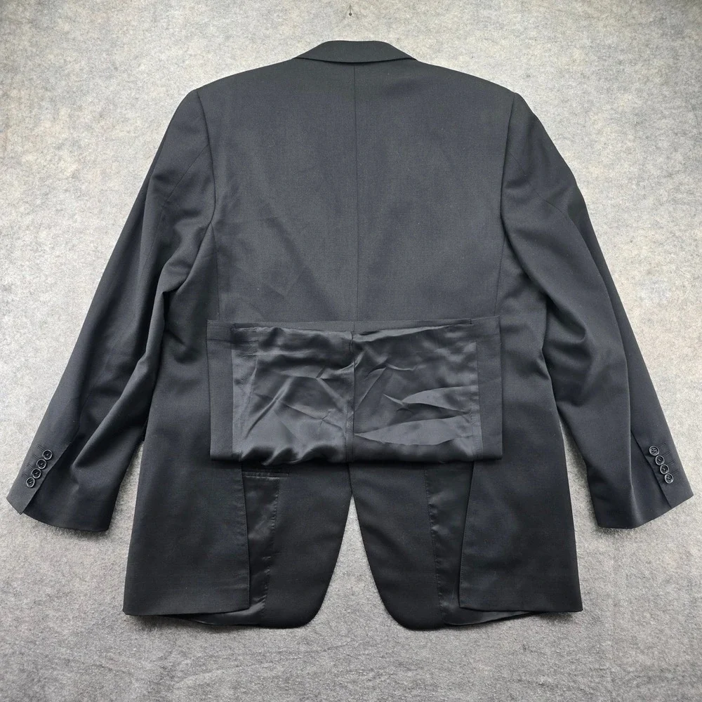 Canali Blazer Jacket Mens (US) 44R Black 100% Virgin Wool 2-Button Made in Italy